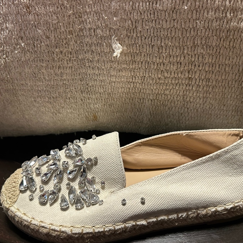 Elegant Embellished Espadrilles in Cream